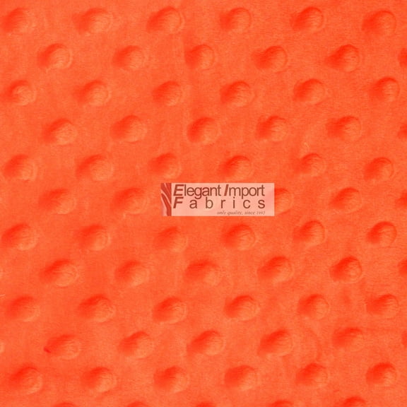 DECORATIVE SILK INC. MINKY DIMPLE DOT SOFT FABRIC CUDDLE 60" WIDE BY THE YARD ( NEON ORANGE )