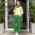 thumbnail image 3 of Xixirimido Lemon Floral Print Women's Sweatsuits 2 Piece Outfit Fall Fashion Airport Lounge Sets Long Sleeve Sweatshirt Wide Leg Sweatpants Plus Size Tracksuit, X-Large, 3 of 7