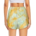 thumbnail image 2 of Lsque Yellow With Teal Marble Printed Women's Running Shorts with Liner Pockets,Elastic Quick Dry Workout Athletic Gym Yoga Shorts,Womens High Waist Shorts-Medium, 2 of 9