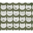 thumbnail image 4 of oneOone Cotton Flex Olive Green Fabric Cat Face Animal Craft Projects Decor Fabric Printed By The Yard 40 Inch Wide, 4 of 4