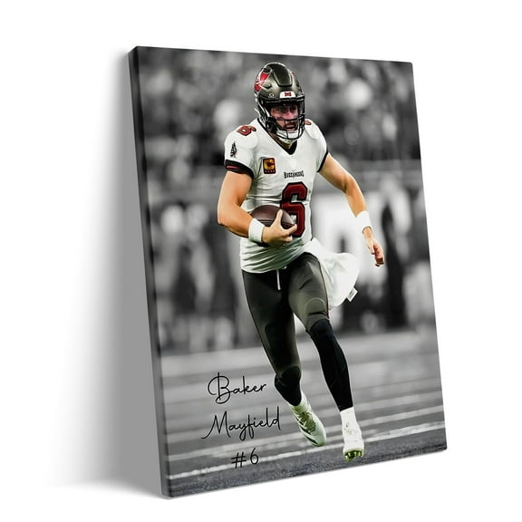 American Football Sports Canvas Wall Art Baker Mayfield Poster Wall Decor Print For Kids Teen Birthday Gifts Rugby Star Pictures for Living Room Bedroom Home Decoration