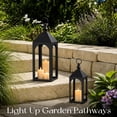 thumbnail image 5 of Nuptio Decorative Black Metal Pillar Candle Holder Lantern，Indoor Outdoor Lanterns for Porch & Patio ,12" & 17" Set of 2 ,No Glass S+M, 5 of 11