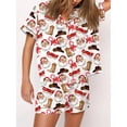thumbnail image 5 of Conjunto de pijama navideño para mujer 2024, camisa de manga corta con botones y pantalones cortos con estampado de cascanueces, ropa de dormir de 2 piezas para estar en casa, 5 of 5