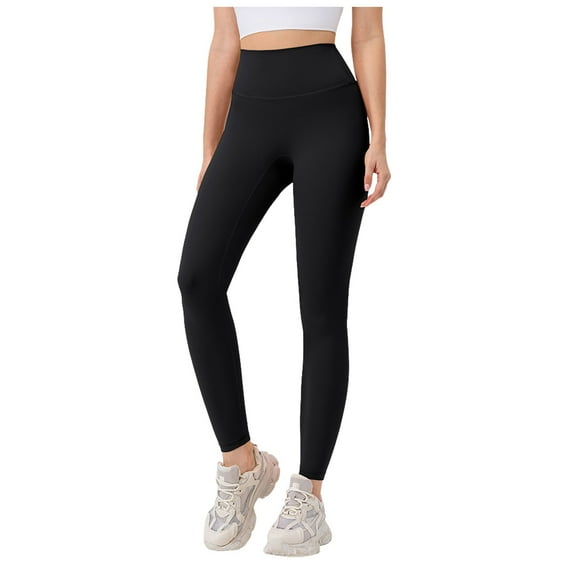 GEWSEY Workout Leggings for Women High Waisted Exercise Athletic Gym Fitness Yoga Lexi Lined Pants 26" (Black, XL)