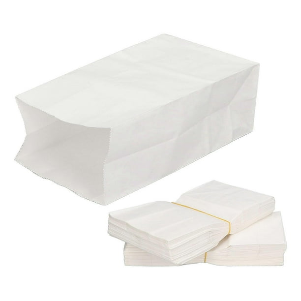 100Pcs Paper Bag Food Grade Kraft Oil Proof Large Capacity White Set Kit for Shopping 180x90x55mm / 7.09x3.54x2.17in