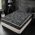 thumbnail image 2 of meiyoeat Gothic Skull Zipper Queen Comforter Set with Fitted Sheet and 2 Pillowcases,Dark Damask Zipper Bedding Set For Adults,Gray Black,Black Reversible,4 Pieces, 2 of 7