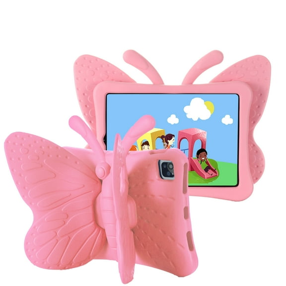 Dteck Kids Case for iPad Air 11 Inch (M2) 2024 / iPad Pro 11 Inch (M4) 2024, Cute Butterfly Case for Kids Light Weight EVA Stand Shockproof Rugged Heavy Duty Kids Friendly iPad Cover,Pink