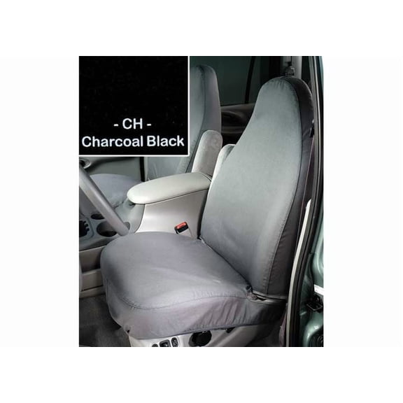 Covercraft Custom-Fit Front Bench SeatSaver Seat Covers - Polycotton Fabric, Charcoal Black Fits select: 2001-2003 FORD F150