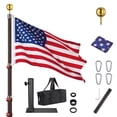 thumbnail image 1 of Yescom EZ GO 25ft Portable Telescoping Black Flag Pole with Tire Mount for Outdoor RV Camping Tailgate Party, 1 of 9