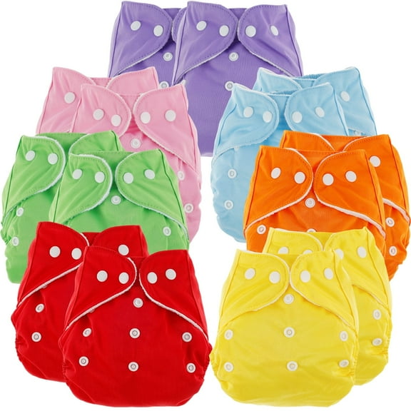 14Pcs Baby Cloth Diapers Reusable Washable Baby Cloth Nappies Adjustable Newborn Cloth Diapers Absorbent Cloth Nappies Comfortable Cloth Diapers Upgraded version - granular fleece