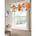 thumbnail image 4 of Thanksgiving Pumpkin Valances for Windows Eucalyptus Leaves Flowers Wood Texture Kitchen Valance Curtain Rod Pocket Small Curtains for Cafe Bathroom Laundry Basement 54" x 18", 4 of 8
