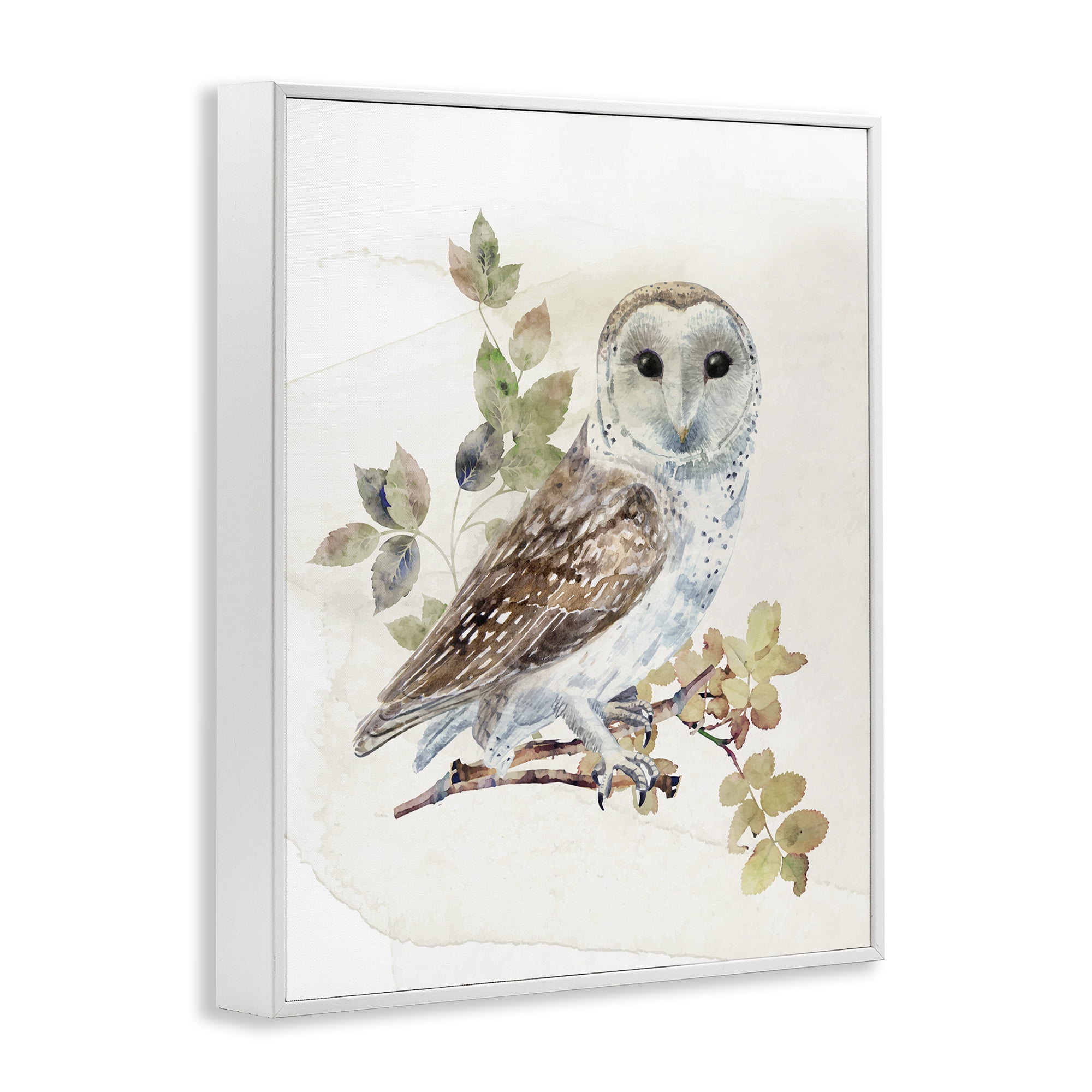 Stupell Industries Owl Among Autumn Leaves White Framed Giclee Art, design by CAD Designs