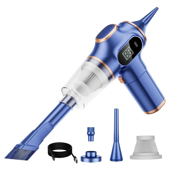 Esquirla Vacuum Cleaner High Power Handheld Cordless Lightweight Appliance Duster Ergonomic Portable Cleaning Machine Suitable for Pet Hair Debris Car Home Double Filter Blue