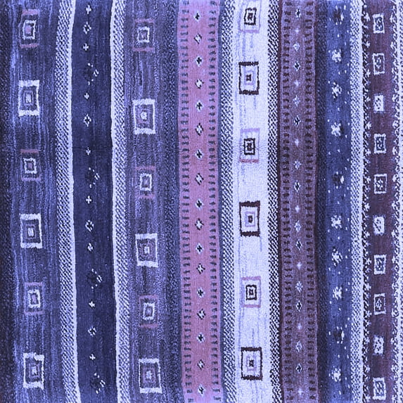 Ahgly Company Machine Washable Indoor Square Abstract Blue Contemporary Area Rugs, 4' Square