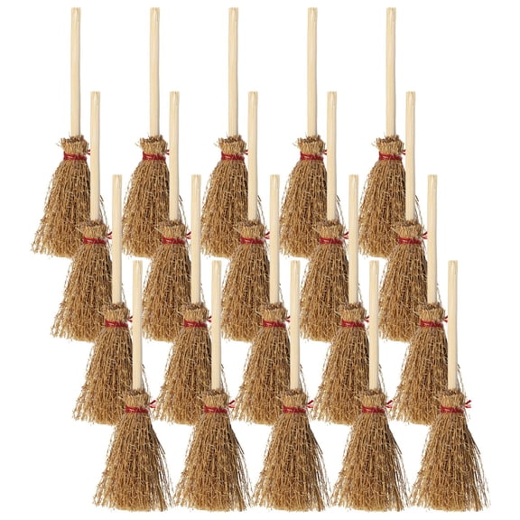 FXMLRLK 12Pcs Mini Broom Hanging Decoration Straw Craft Decoration Artificial Miniature Brooms Simulation Witch Brooms for Halloween Party