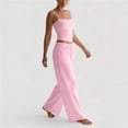 thumbnail image 6 of CHUMUD Two Piece Sets for Women Petite Wide Leg Pants Set Summer Outfits Sleeveless Spaghetti Strap Cami Top Trousers Lounge Matching Sets Casual Gym Workout Running, 6 of 9