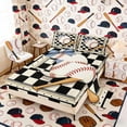 thumbnail image 2 of Erosebridal Checkered Bow Baseball Full Size Sheets, Cute Sport Bed Sheets for Girls and Boys, 4pcs, 1 Flat Sheet, 1 Fitted Sheet and 2 Pillowcases, 2 of 6
