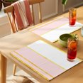 thumbnail image 4 of Modern Pink Gold Placemats Set of 4 Minimalist Geometric Yellow Striped Place Mats Indoor Wipeable Table Mats Washable Cloth Dining Table Placemats for Kitchen Holiday Party Home Decor 13x19 Inch, 4 of 9