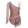 thumbnail image 5 of Kaerm Kids Girls Shiny Gymnastic Leotard Tassel Figure Skating Jumpsuit Ballet Latin Jazz Dance Bodysuit Dusty Pink 16, 5 of 6