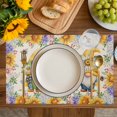 thumbnail image 4 of Sunflowers Placemats Set of 8, Spring Gnomes Hydrangea Daisy Botanical Beige Placemats for Dining Table, Place Mats for Kitchen Tabletop, Waterproof Wipeable Dining Table Mats Set, 4 of 9
