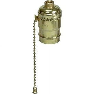 Solid Brass Light Socket, Pull Chain, 6 Finishes
