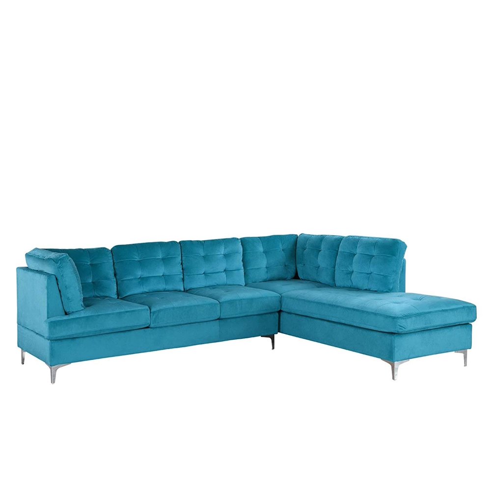 Tufted Velvet 101.1" inch Sectional Sofa, Classic Living Room L-Shape