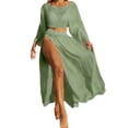 thumbnail image 3 of AGWOLF Cover Up for Swimwear Women Set Mesh Knit Bathing Suits Cover Ups 2 Piece Bikini Coverup Beach Swimwear Green XL, 3 of 5