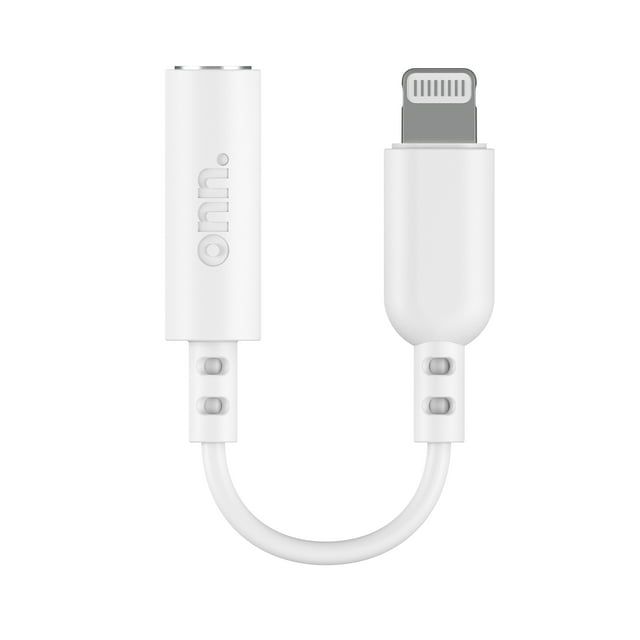 Onn. Lightning to 3.5 mm AUX Adapter