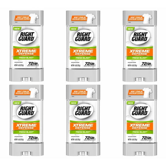 Right Guard Xtreme Defense 5 Antiperspirant Gel, Fresh Blast 4 oz (Pack of 6)