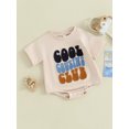 thumbnail image 3 of FEORJGP Infant Baby Boys Girls Summer Jumpsuit 0-2Y Newborn Fuzzy Letter Embroidery Bodysuit Round Neck Playsuit Short Sleeve Romper Toddler Loose Casual Clothes, 3 of 9