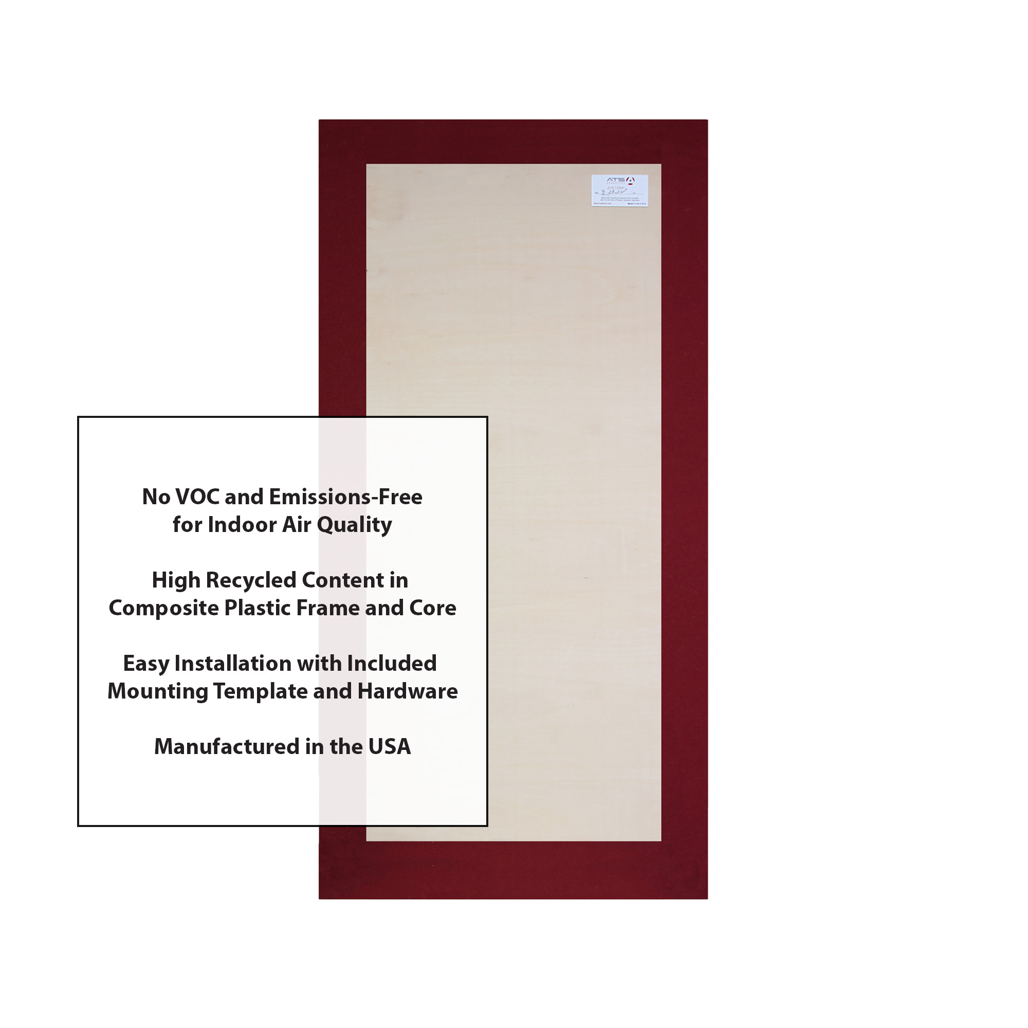 ATS Acoustics ECO Panel Low-VOC Professional Studio Recording Booth Sound Absorbing Acoustic Panel 24" x 48" x 2" (Claret)
