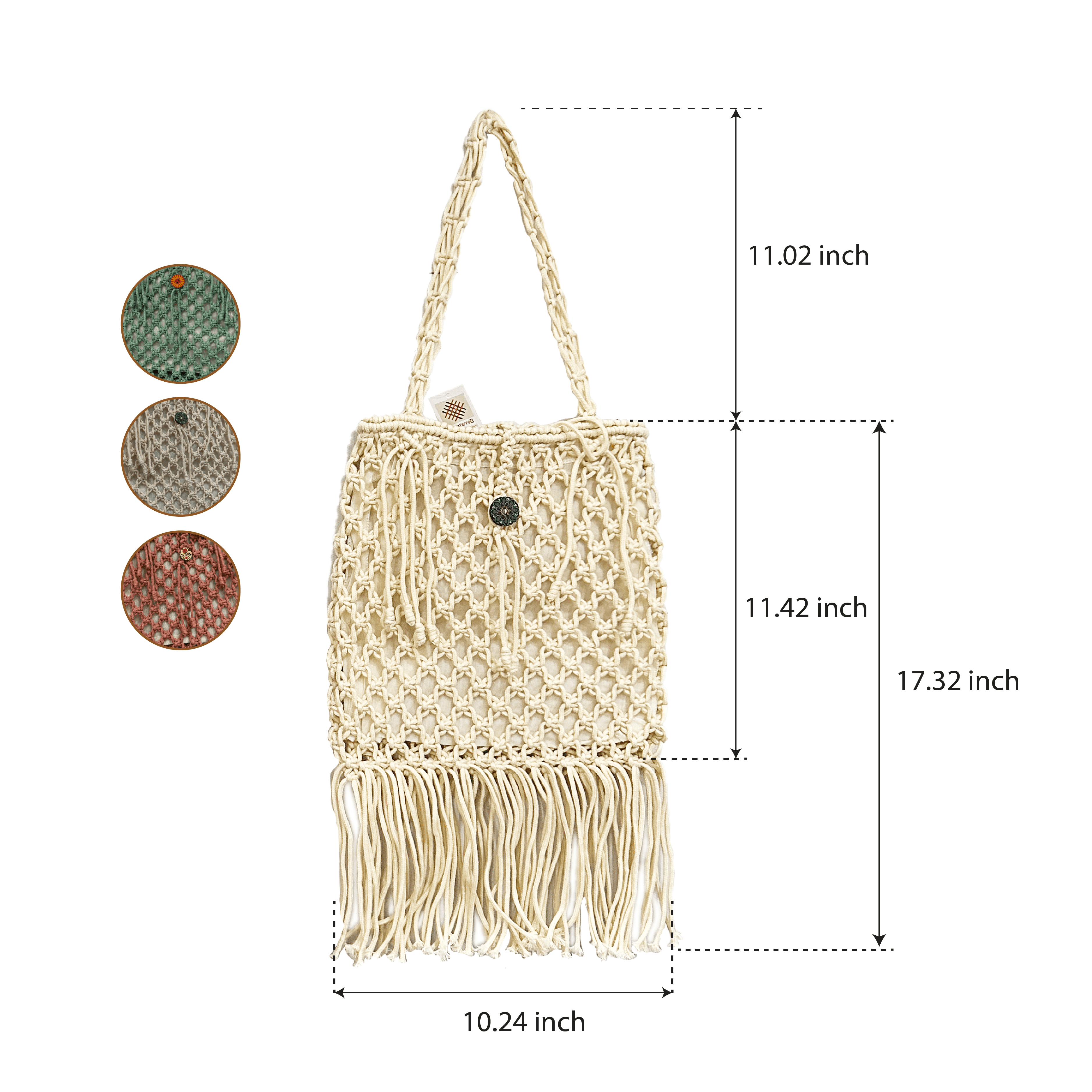 MadeTerra S Crochet Tote Bag for Women| Rustic Crochet Handbags Knitted Shoulder Bags| Packable Beach Bag Tote Braided Handbag