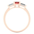 thumbnail image 4 of Clara Pucci 14K Rose Gold Solid Gold Garnet Three-Stone Anniversary Ring for Women - 0.8 cttw Emerald Cut, 4 of 8