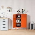 thumbnail image 3 of CHSHIN 47.2"H Orange Metal Locker Storage Cabinet with 2-Mesh Doors,3-Tier for Office,Home,Entryway, 3 of 9