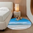 thumbnail image 2 of Summer Ocean Beach Round Area&nbsp;Rug 3.3ft Modern Blue Sky Marine Non-Slip&nbsp;Washable Circle Rugs Soft Felt Indoor Floor Mat for Bedroom Kitchen Living Room Bathroom, 2 of 9