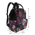 thumbnail image 2 of Xecao Roses Skulls print Large Capacity Nappy Bag is a multi-functional waterproof travel backpack, perfect as a nursing bag or mummy backpack for women, 2 of 6