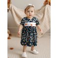 thumbnail image 6 of Toddler Baby Girl Halloween Outfit Pumpkin Embroidery Short Sleeve Doll Collar Floral Princess Dress 2 3 4 5 Years Kids A-Line Dresses, 6 of 10
