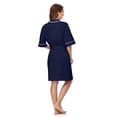 thumbnail image 3 of ANLIQI Women's 100% Cotton Robes Summer Short Sleeve Bathrobe Knee Length Sleepwear with Pockets (Navy Blue,M), 3 of 6