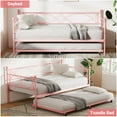 thumbnail image 2 of YUSAZENS Twin Daybed with Trundle, Metal Frame, Lockable Casters, Heavy Duty Slats, Pink, 2 of 7