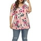 thumbnail image 2 of Camisa de mujer Blusa de manga corta con hombros descubiertos y estampado floral, rosa, XL Monstrate AP002473-11, 2 of 6
