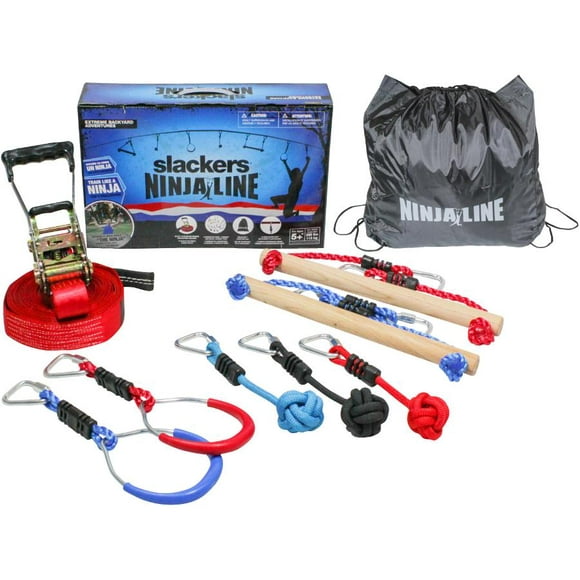 30' NinjaLine Kit, with 7 Hanging Obstacles