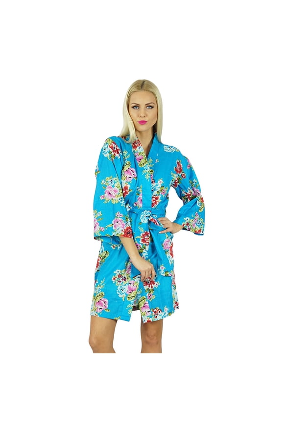 Women Short Cotton Robe Bridesmaid Getting Ready Wrap Cover Up
