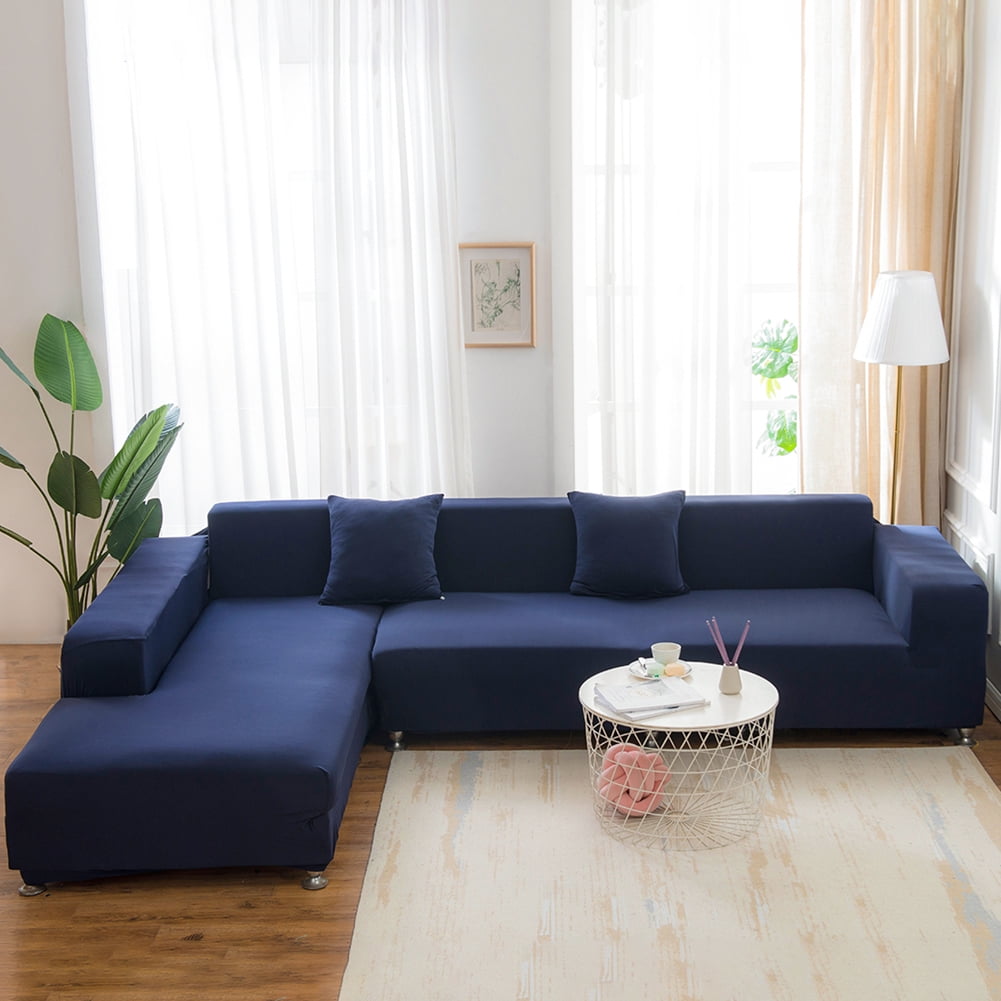 YEAHOME Stretch Sofa Slipcover with Pillow Case 1-Piece Sofa Cover Furniture Protector Couch Soft with Elastic Bottom for Kids Pet Protector Furniture Covers(Chair, Navy Blue)