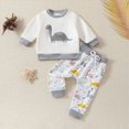 thumbnail image 2 of Xudanell Baby Boy Outfits 2 Piece Cartoon Set Baby Winter Clothes Dinosaur Embroidered Long Sleeved Hoodie Sweatshirt Long Drawstring Pants Boys' Set, 2 of 9
