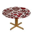 thumbnail image 3 of Wuche  Dog Paw Print with Hearts Round Tablecloth, Fitted Round Table Cloth with Elastic Edge Wipeable Table Protector for Indoor Outdoor Party Picnic Fit Table, 3 of 7