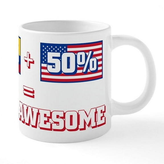 CafePress - 50% Columbian 50% American - 20 Oz White Ceramic Mega Mug