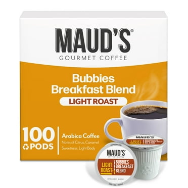 Maud's Breakfast Blend Coffee Pods, Bubbies Breakfast Blend, Compatible w/ K-Cup Brewers, 100ct