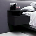 thumbnail image 7 of HomeRoots 12" Black One Drawer Faux Wood Floating Nightstand, 7 of 7
