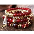 thumbnail image 6 of YUEHAO Bracelets Women Bohemian Hand String Ocean Style Multi Circle Pearl Bracelet Red, 6 of 7