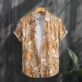 thumbnail image 2 of Stamzod Men's Beach Wear Clothing Fashion Graphic Printing Summer Short Sleeve Button Down Shirt Casual Loose Vacation Shirts for Men Khaki L, 2 of 7
